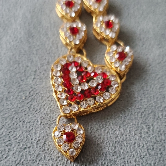 Gold and Red Heart Necklace - Picture 2 of 3